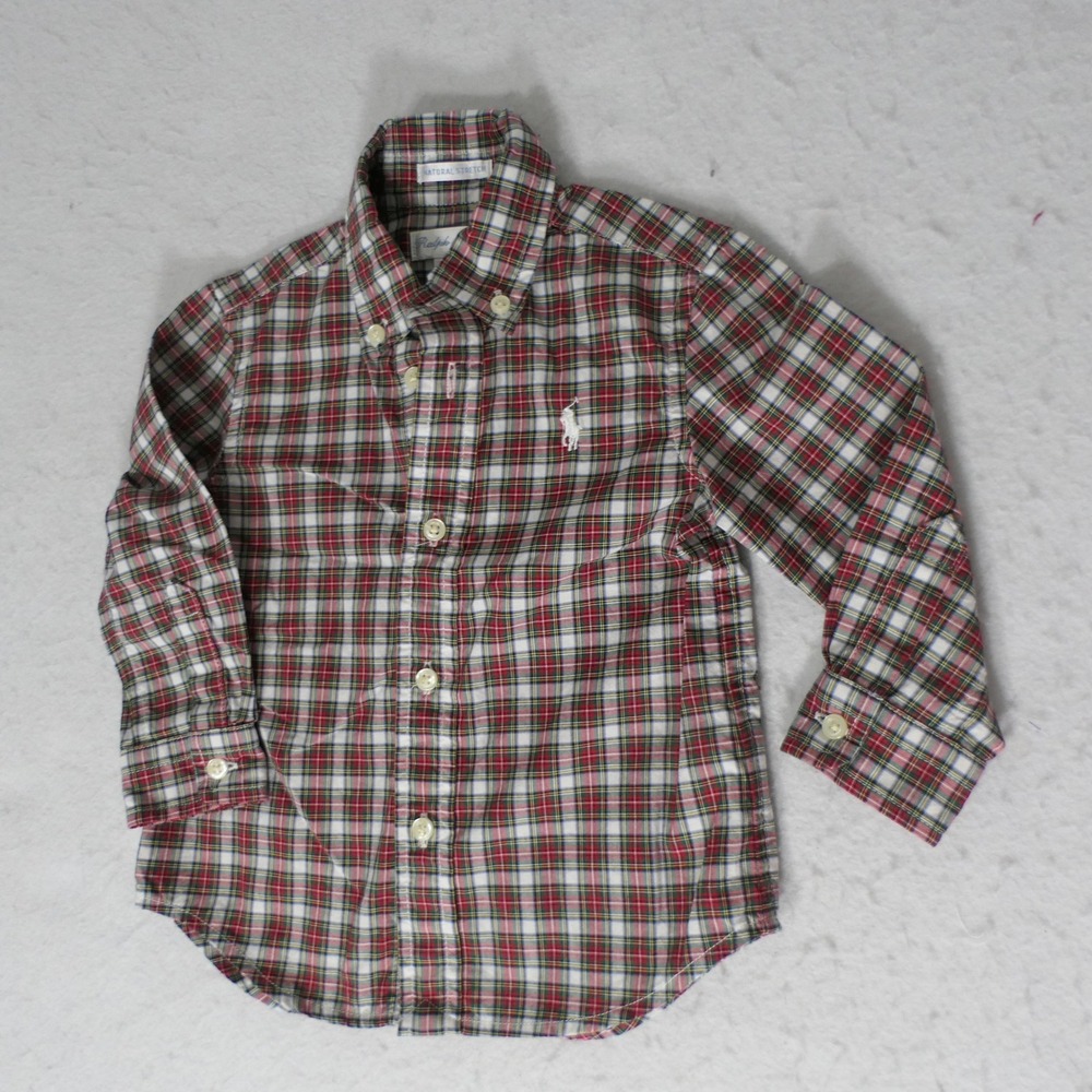 Ralph Lauren Kids Shirt 12M Red Plaid Button Down Preppy Tartan Americana School